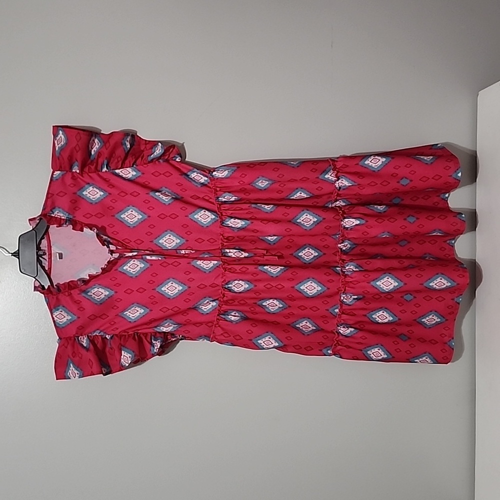 Boutique Ruffled Pink Dress New Never Worn Women's Large